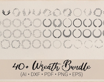 Floral Wreath SVG Bundle: Laurel, Wedding, Monogram (Digital Download)
