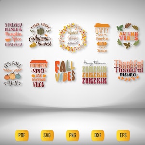 Fall SVG Bundle of 10 | PNG | Pumpkin Svg | Fall Shirts Svg | Thanksgiving Svg | Cricut/Silhouette/Digital Download