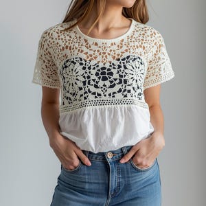 Wzór na szydełkowy kardigan z kwiatowym patchworkiem 3D