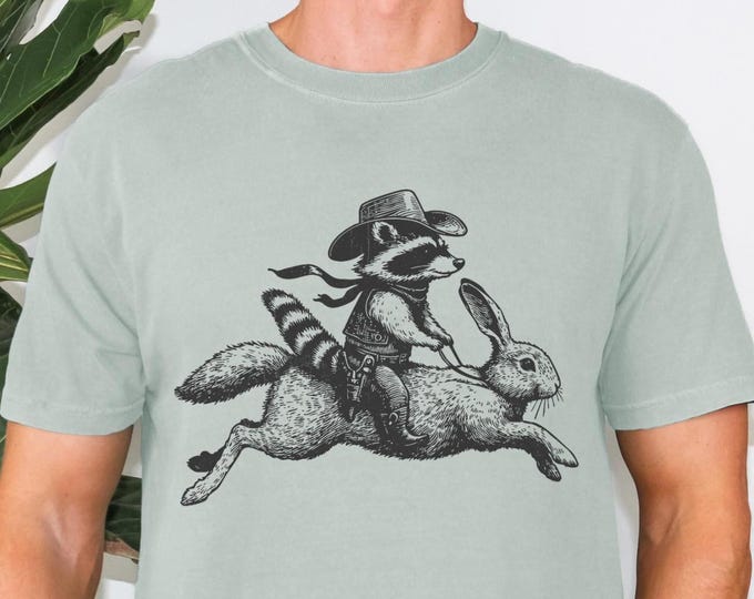 Funny Raccoon and Rabbit Shirt, Trash Panda, Animal Meme, Humor Tee, Sarcastic Top, Vintage Graphic Shirts for Men Women, Comfort Colors