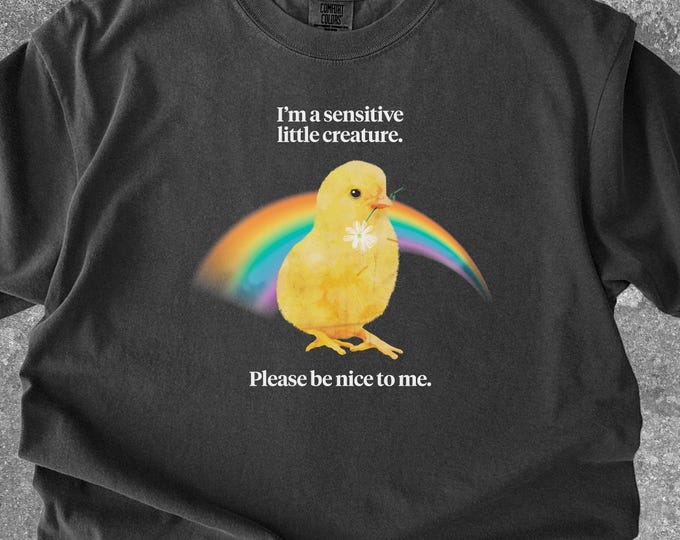 Sensitive Little Creature Chick Shirt, Funny Rainbow Chick Shirt, Comfort Colors Sensitive Tee