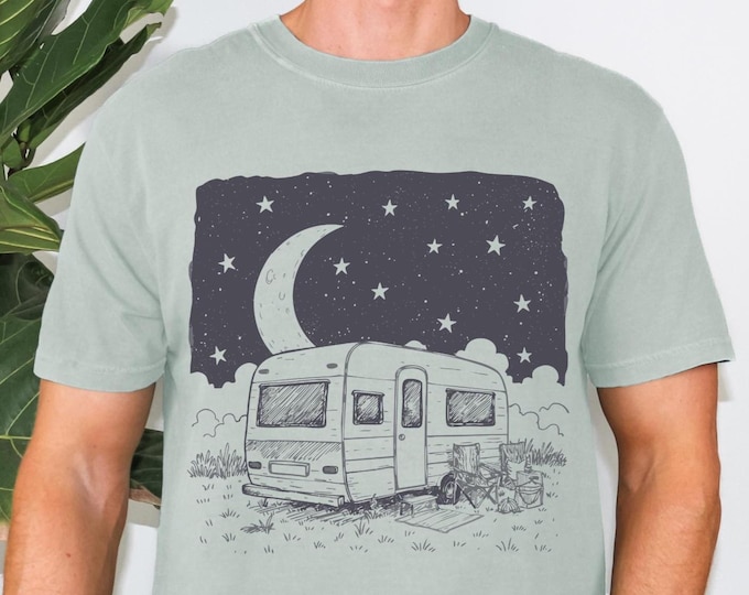 Camping RV T-Shirt, RV Camping Shirt, Camping Gift, Retro Hiking and Camper Tee, Road Trip Shirts,  moon and Stars, Comfort Colors®