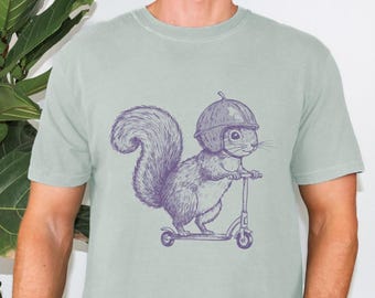 Funny Squirrel Shirt, Squirrel Riding A Scooter, Shirt For Squirrel Lovers, Squirrel Bike Shirt, Comfort Colors, Gift for Scooter Lovers
