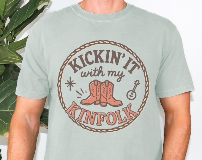 Kickin It With My KinFolk Shirt, Bluegrass Shirt, Folk Festival Shirt, Banjo Player Gift, Folk Musician Gift, Musician Shirt, Comfort Colors