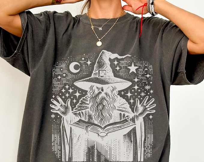 Wizard Shirt, Vintage Wizard Shirt, Dark Medieval Shirt, Artsy Shirt, Gift for Fantasy Reader, Castlecore Wizard Lover Gift, Comfort Colors