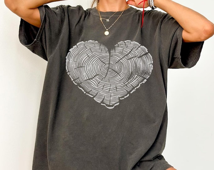 Tree Trunk Heart Shirt, Heart Wood Slice Shirt, Camping Shirt, Hiking Shirt, Nature Life Shirt, Gift For Mother, Tree Hugger Gift, Forest