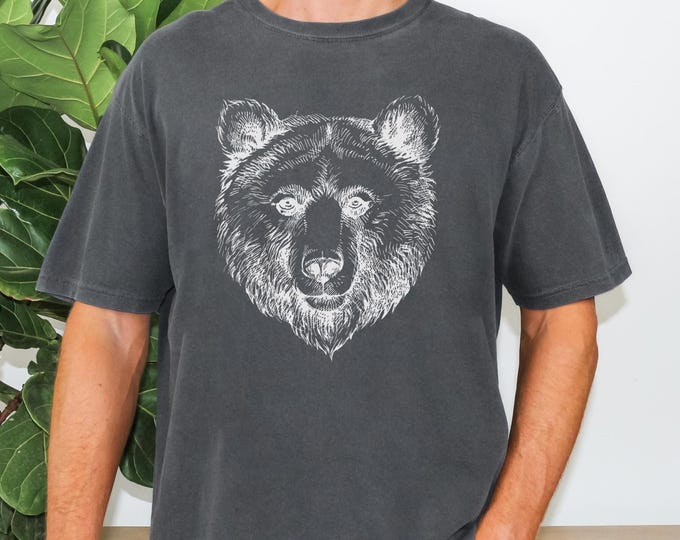 Comfort Colors Grizzly Bear shirt, Distressed Bear Shirt, Alaska Wildlife Tee