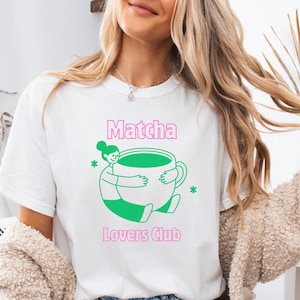 Matcha Lovers Club TSHirt – Iced or Hot Matcha Lover Shirt, Cafe Aesthetic Graphic Tee, Comfort Colors® Trendy Green Tea T-Shirt,Matcha Gift