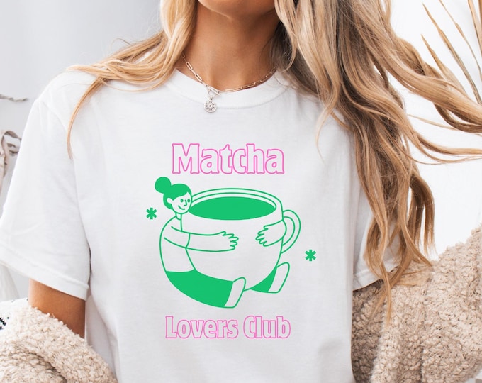 Matcha Lovers Club TSHirt – Iced or Hot Matcha Lover Shirt, Cafe Aesthetic Graphic Tee, Comfort Colors® Trendy Green Tea T-Shirt,Matcha Gift