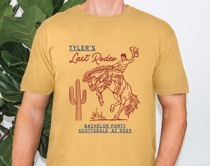 Custom Bachelor Party Shirts, Personalized Cowboy Western Bachelor Tee, Bachelor Weekend Groomsmen Gift, Western Cowboy Groomsmen Gift