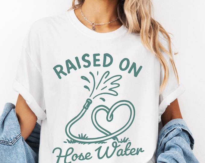 Raised On Hose Water, Parent Gift, Mom Heart Shirt, Retro Parent Shirt, Garden Top, Crunchy Mom Shirt, Heart T-Shirt, Gen Z Comfort Colors®
