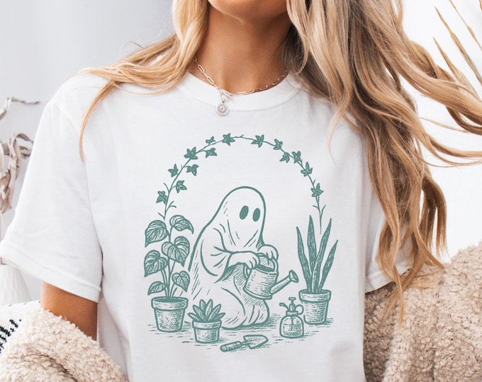 Comfort Colors Ghost Plant Shirt, Crazy Plant Lady TShirt, Ghost Plant Lady, Halloween Plants, Ghost Plant Lady