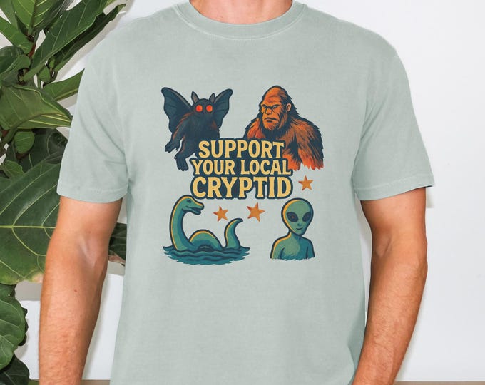 Comfort Colors Support Your Local Cryptid shirt, Folk Horror MothMan Bigfoot Shirt