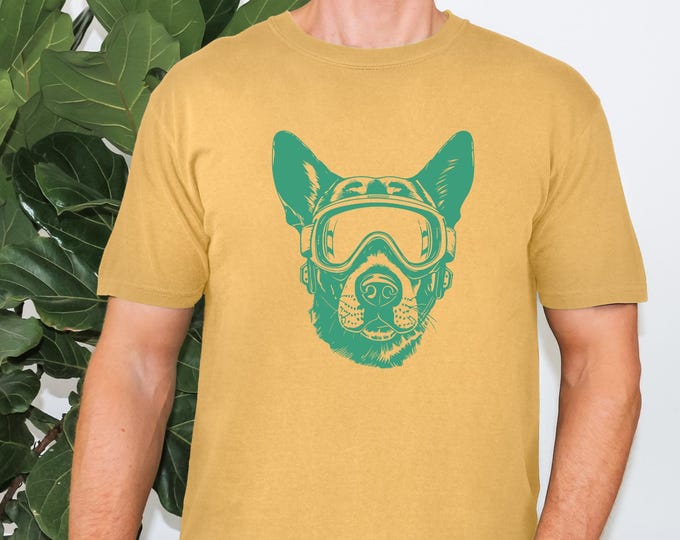 Skiing Dog Shirt, Comfort Colors Mountain Dog Shirt, Apres Ski Party Shirt, Ski Dog Tee