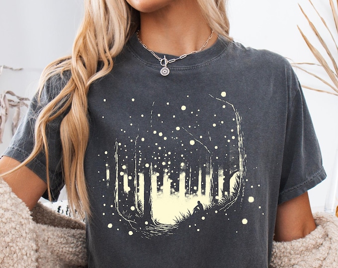 Comfort Colors Fireflies Shirt, Mason jar firefly,Oversized Summer Shirt,Summer nights shirt,Cottagecore Vacation Tees,Gift for Bug lover