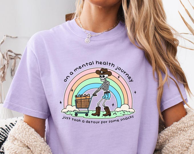 Comfort Colors® Mental Health Journey Shirt, Mental Health Shirt, Funny Motivational Gift, Rainbow Positivity Shirt, Snack Shirt
