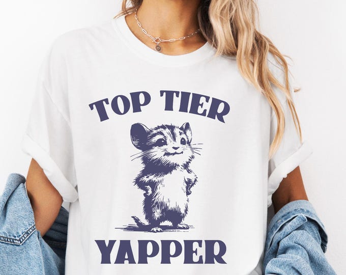 Top Tier Yapper Shirt, Meme T Shirt, Retro Cartoon T-Shirt, Yapping Quote T-Shirt, Animal Shirt, Squirrel Funny Gift For Her & Him, Yapper