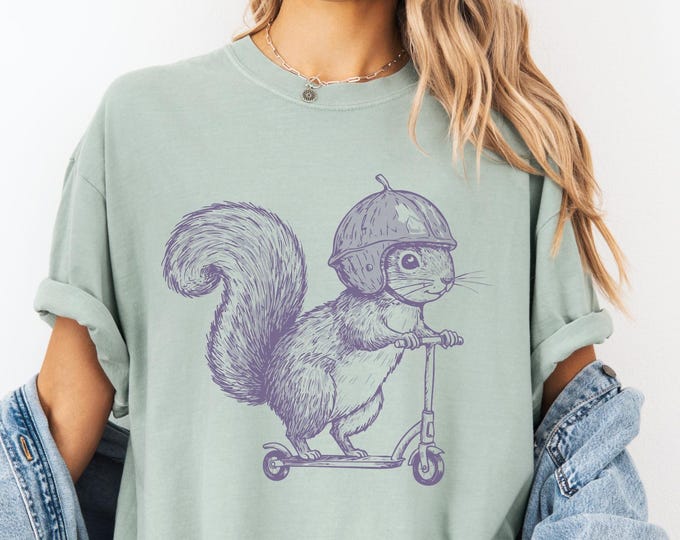 Funny Squirrel Shirt, Squirrel Riding A Scooter, Shirt For Squirrel Lovers, Squirrel Bike Shirt, Comfort Colors, Gift for Scooter Lovers