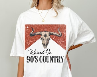 Comfort Colors Raised on 90s country tshirt, oversized country concert shirt, vintage distressed western shirt, Cowboy style t-shirt