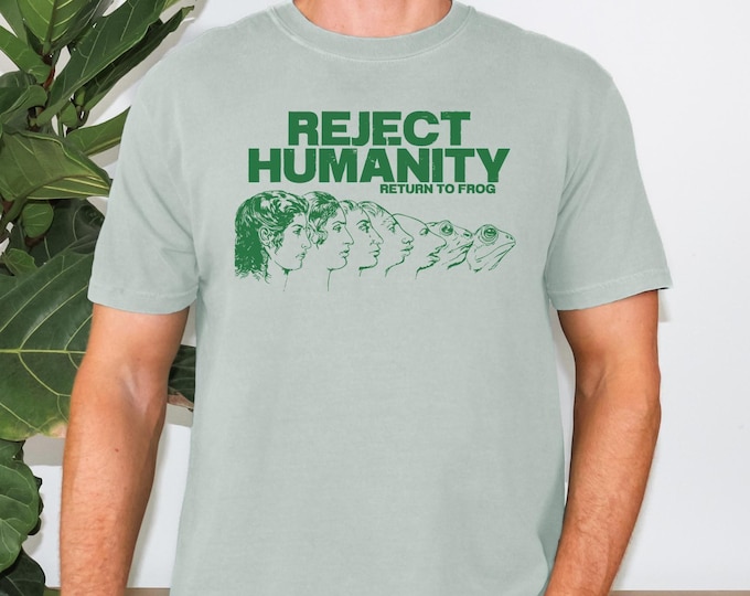 Comfort Colors Reject Humanity Meme Tee, Weirdcore Vintage Frog Graphic Shirt, Animorphs Evoloution Top, Evolution Gift
