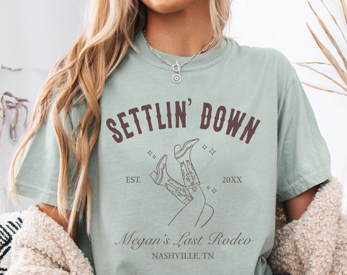 Custom Bachelorette Party Shirts, Nashville Bachelorette, Cowgirl Bach Party, Rodeo Bachelorette Shirts, Last Rodeo Tee, Settlin Down Tee