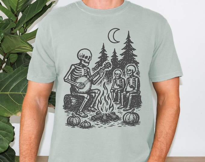 Banjo Halloween Shirt, Bluegrass Shirt, Camping Banjo Shirt, Halloween Musician Shirt, Halloween Banjo Player Gift, Grateful Dead