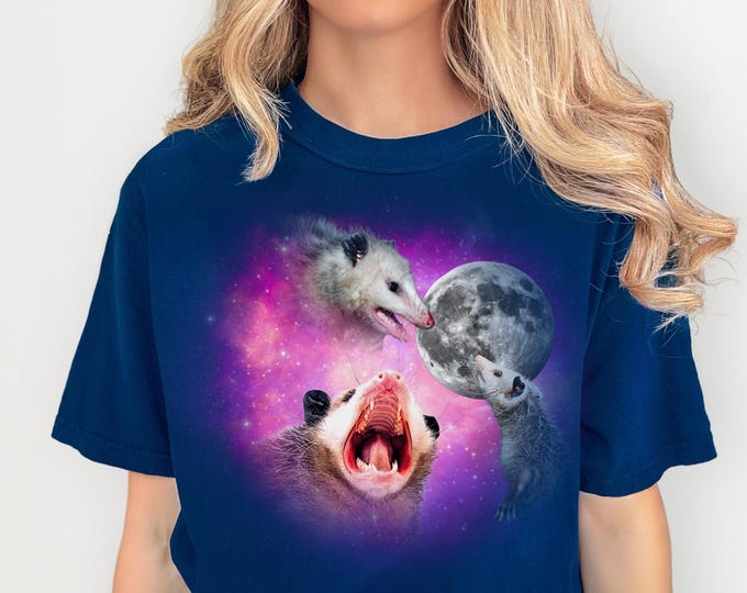 Possums Howling To Moon Comfort Colors® Retro Style Tshirt, Funny Opossum Shirt, Silly Possum Lovers Gift