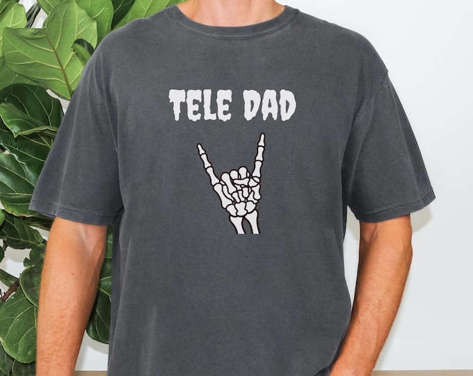 Tele Dad Shirt, Comfort Colors Telemark Ski Dad Shirt, Skeleton Hand Ski Shirt