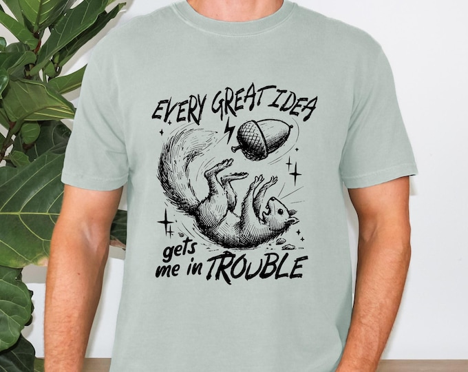 Funny Squirrel T-Shirt: Mischievous Idea, Flower Graphic