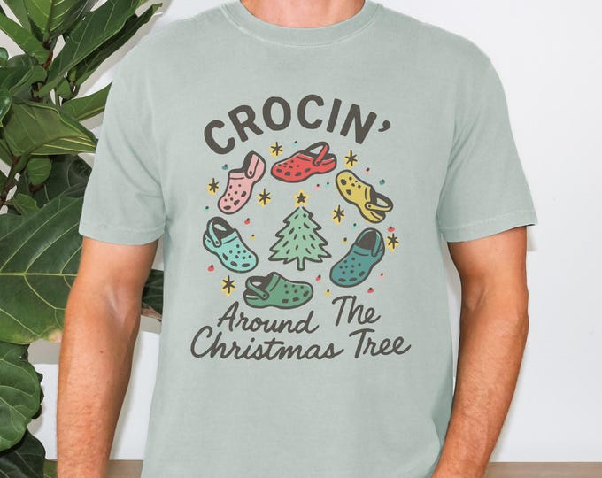 Crocin Around the Christmas Tree Comfort Colors Shirt, Funny Croc Christmas Shirt, Crocs Christmas Tree Shirt