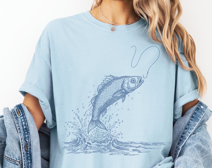 Fish Tattoo Style Vintage 90s Tshirt, Retro Comfort Colors® Y2k Fisher Shirt, Fish Shirt For Men, Bass Lovers, Fisher Gifts, Ocean Apparel