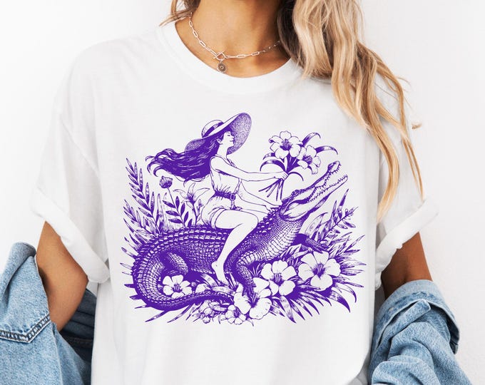 Comfort Colors Alligator Shirt, Vintage Florida Graphic Tshirt,  Cool Gator Tee, Everglades, Florida Women Tee