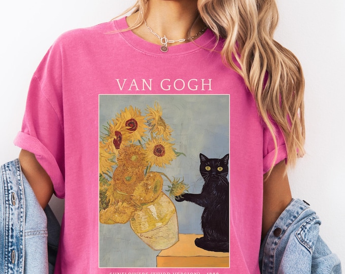 Artsy Cat Shirt, Artistic Cat Van Gogh Cat Shirt, Comfort Colors Cat Shirt, Funny Cat Shirt, Van Gogh Shirt, Cat Meme Shirt