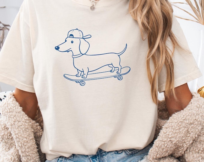 Comfort Colors Skateboarding Dachshund Shirt, Doxin Skateboard Tee