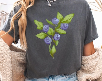 Comfort Colors Blueberry Tshirt, Painted Blueberry Tee, Berry Shirt, Berry Lovers Shirt, Cute Garden Tee, Hand-Drawn Berry