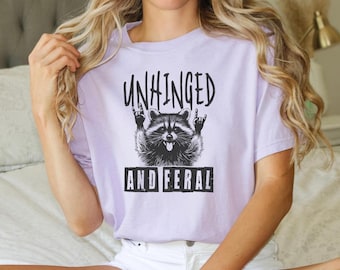 Unhinged and Feral Mom Shirt, Unhinged Tee, Gen Z Clothing, weirdcore Apparel, Raccoon meme Tee, Comfort Colors, weird stiff
