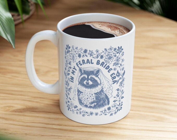 Feral Bride Era Mug, Engaged Mug, Engaged Announcement Mug, Engaged Era Mug, Engagement, raccoon Mug, Funny Bride Mug