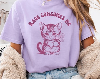 Komfort Farben Vintage Katze The Rage Consumes Me Shirt