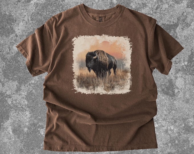 Retro Y2K Bison Shirt, Comfort Colors Nineties Vintage Buffalo, 90s Nostalgia Americana Nature Buffalo Shirt, Graphic Bison Tee