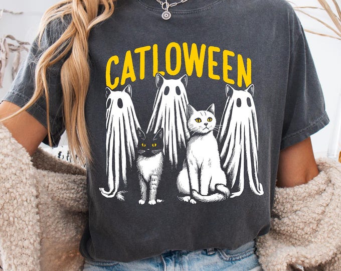 Cat Halloween Ghost Cat Shirt, Purranormal Cativity, Comfort Colors® Ghost Cat TShirt, Cat Ghost T-Shirt,