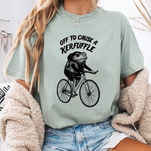 Off to Cause a Kerfuffle Frog Tshirt, Comfort Colors Funny Weirdcore Sayings Unique Tshirt Tee Adults Men Women Meme Graphic Sarcastic