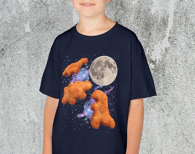 Dino Chicken Nugget Kids Shirt, Space Dinosaur Chicken Nugget Tee