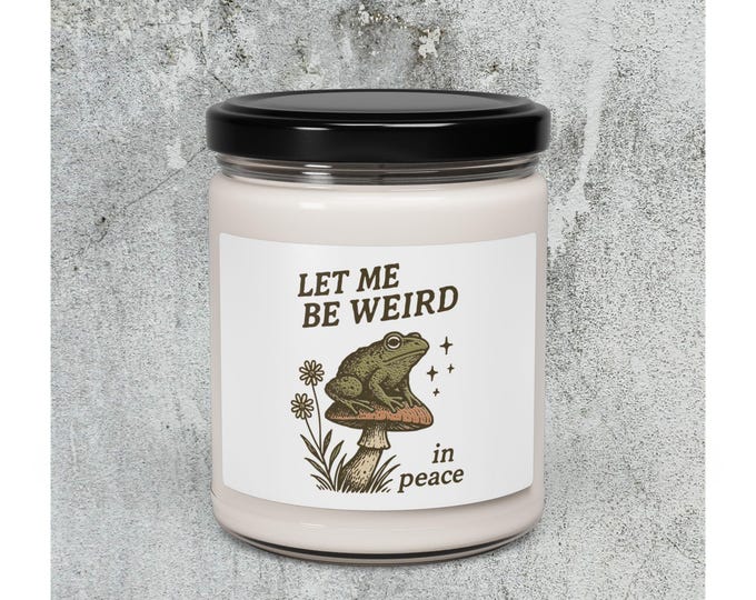Let Me Be Weird in Peace Candle, Frog Mushroom Candle