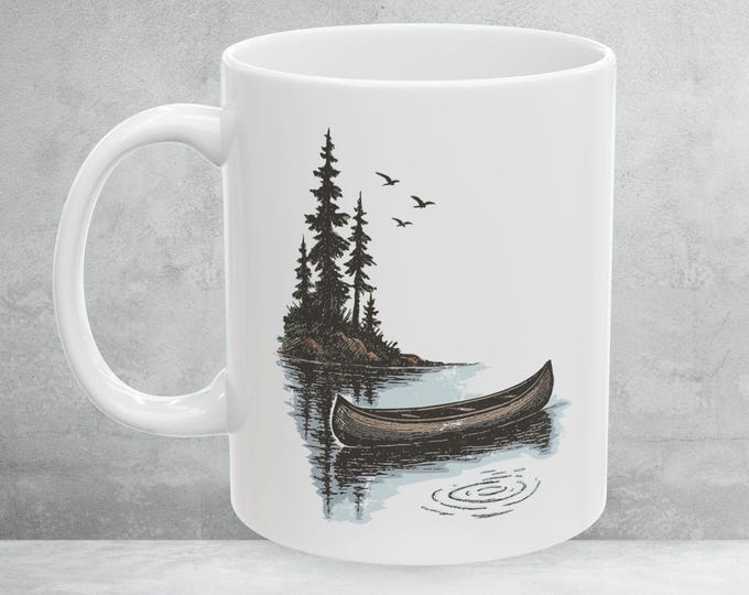 Watercolor Canoe Mug: Boundary Waters Minnesota Travel Gift