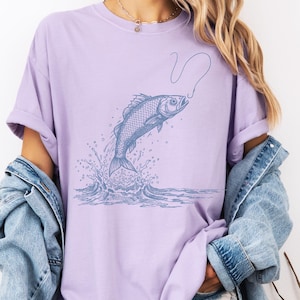 Fish Tattoo Style Vintage 90s Tshirt, Retro Comfort Colors® Y2k Fisher Shirt, Fish Shirt For Men, Bass Lovers, Fisher Gifts, Ocean Apparel