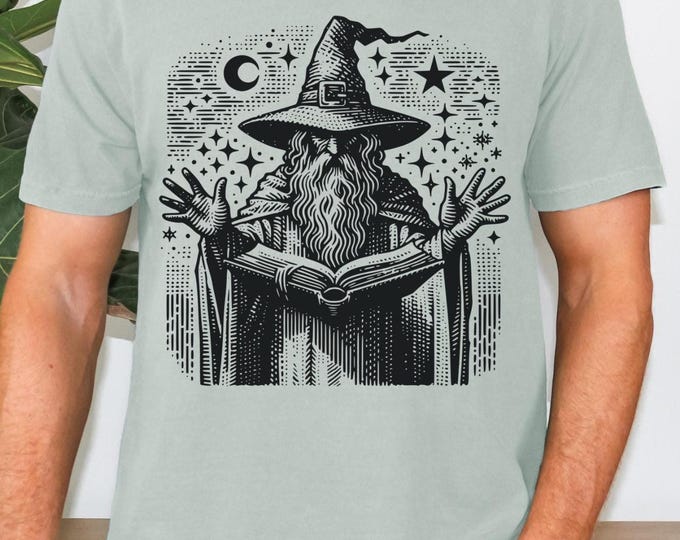 Wizard T Shirt, Magic Mystical Wizard Tee, Medieval Theme, Warlock Magical Tee, Magic spell Tee, dungeons and dragons, CastleCore