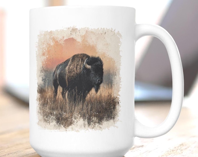 Buffalo Mug, Bison Mug, Buffalo Illustration Mug