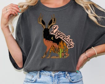 Comfort Colors Jackalope T-Shirt, Mythical Rabbit Tee, Gift for Rabbit Lover