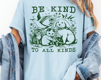 Be Kind to All Kinds Comfort Colors Shirt, Retro Woodland Tee