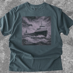 Edmund Fitzgerald shirt, Comfort Colors  Vintage distressed Edmund Fitzgerald Shirt, Great Lakes shipwreck Tee